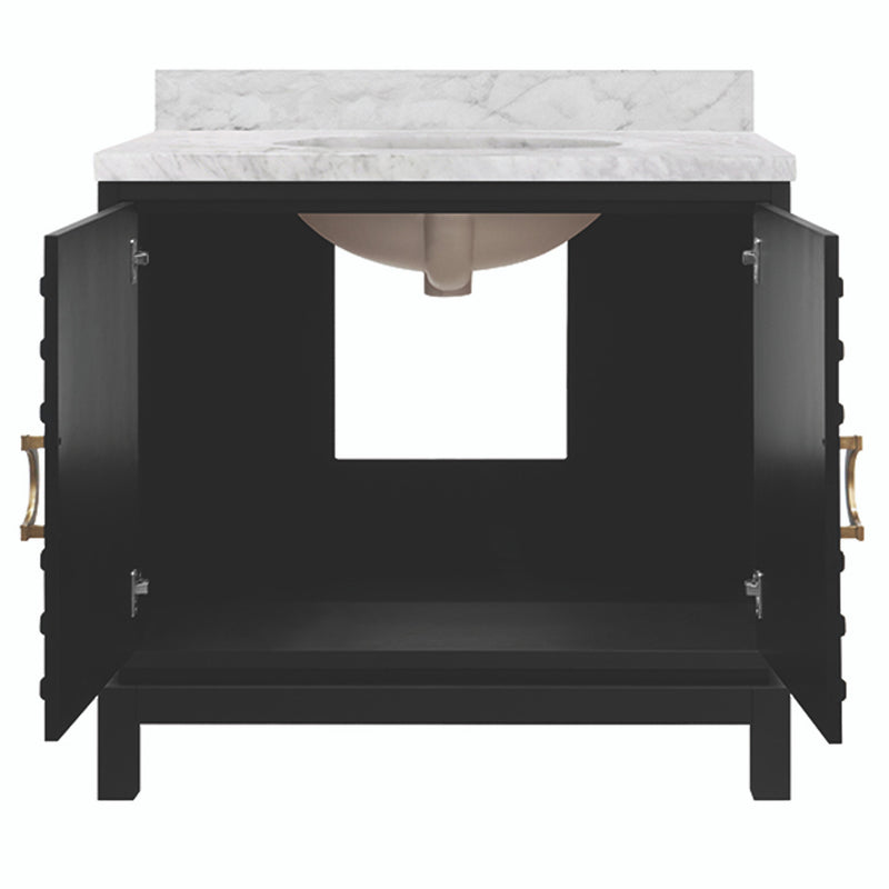Milana 36.5 Luxe Matte Black & Marble Bath Vanity