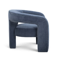 Clara Blue Denim Performance Velvet Curved Accent Chair