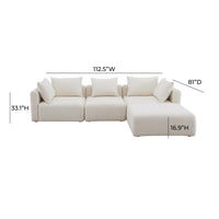 Karsyn 112.5" Cream Performance Boucle 4-Piece Modular Sectional