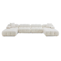 Vogue 157.6 Cream Performance Vegan Shearling 6-piece Modular U-Sectional