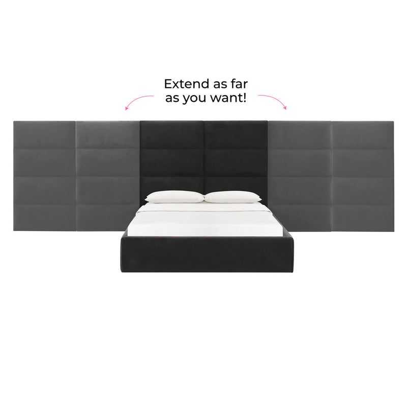 Wolfe Black Velvet Bed With Side Panels