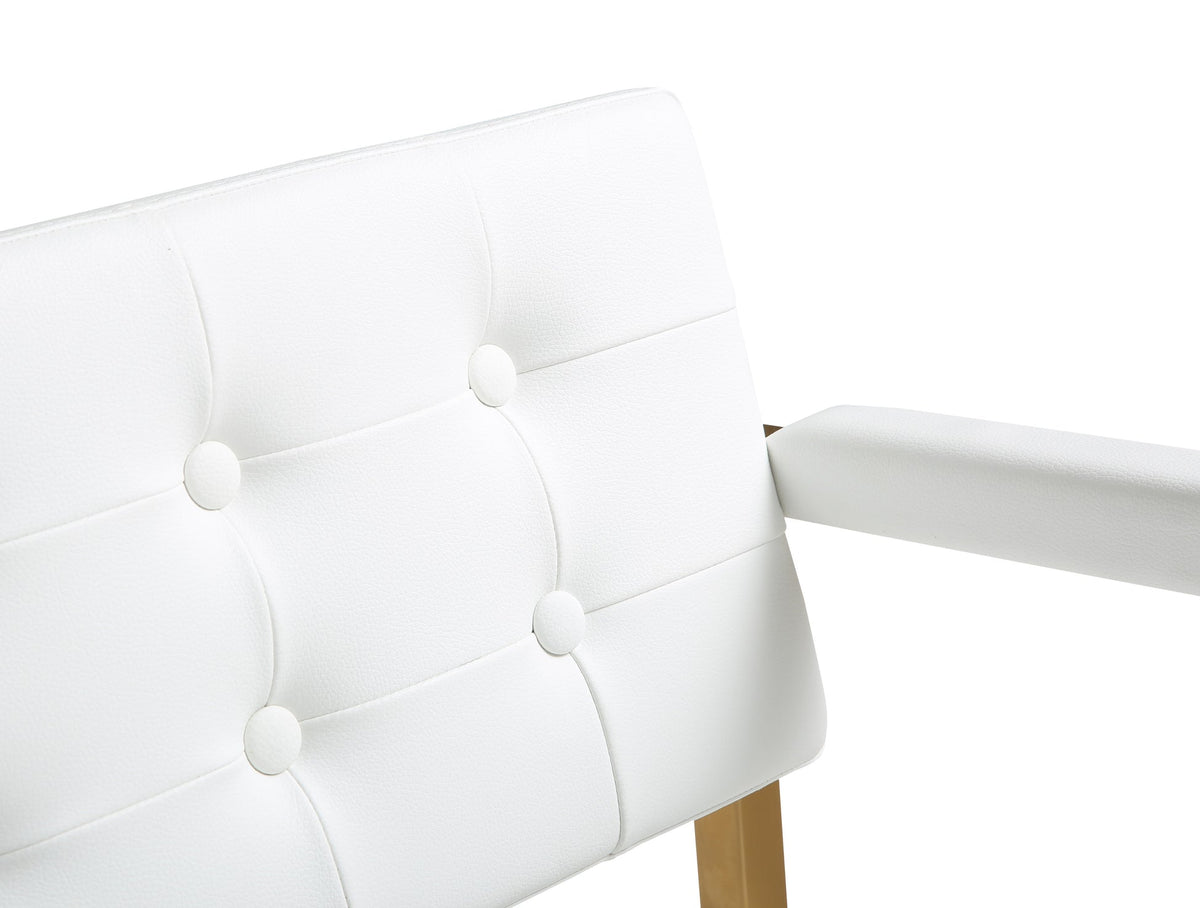 Lila White Gold Steel Faux Leather Barstool - Luxury Living Collection