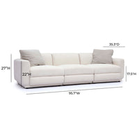 Arabella 95.7" Cream Performance Chenille Modular Sofa