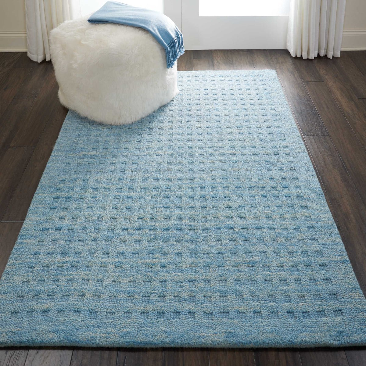 Melinda Sky Blue Wool Area Rug