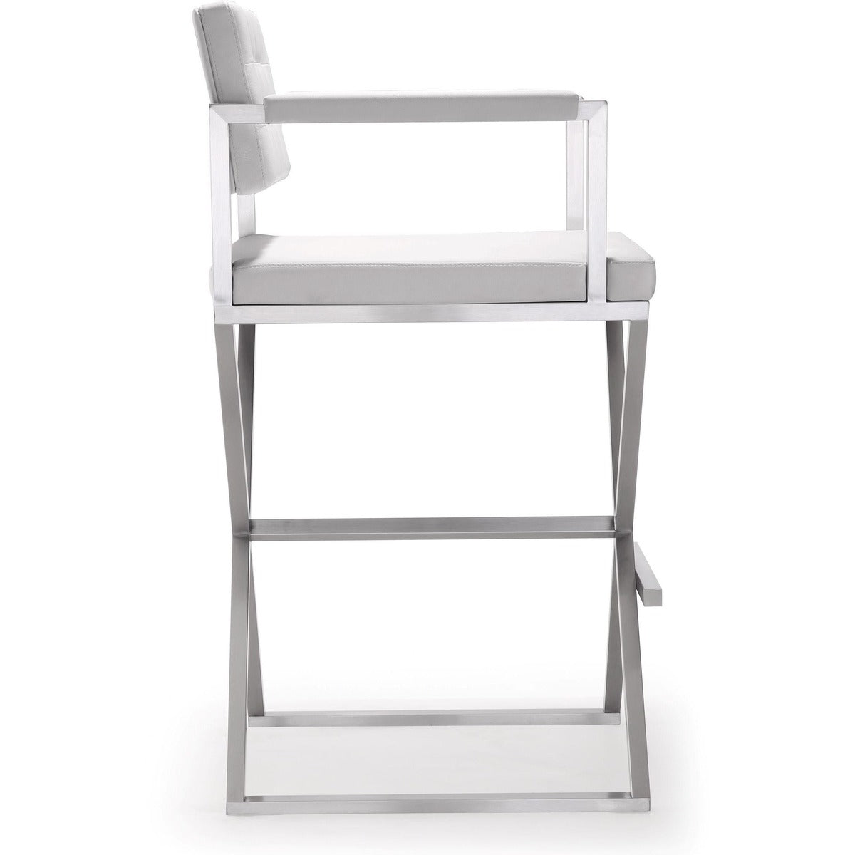 Lila White Faux Leather & Steel Barstool - Luxury Living Collection