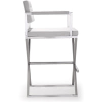 Lila White Faux Leather & Steel Barstool - Luxury Living Collection