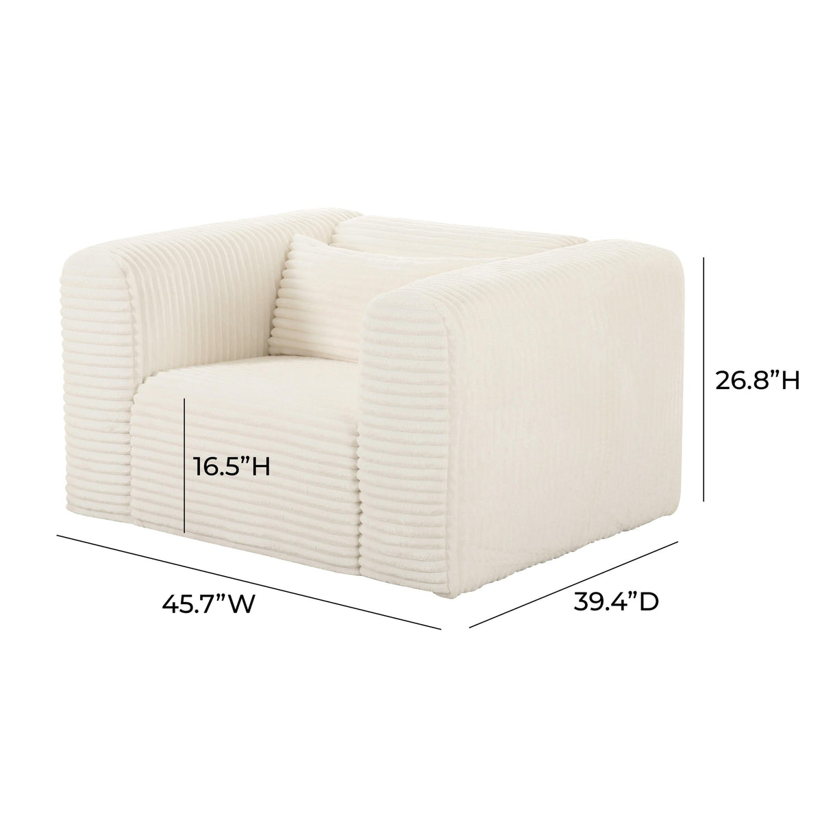 Telav Fluffy Oversized Cream Performance Corduroy Accent Chair