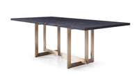 Trisha Modern Black Ash & Brass Dining Table