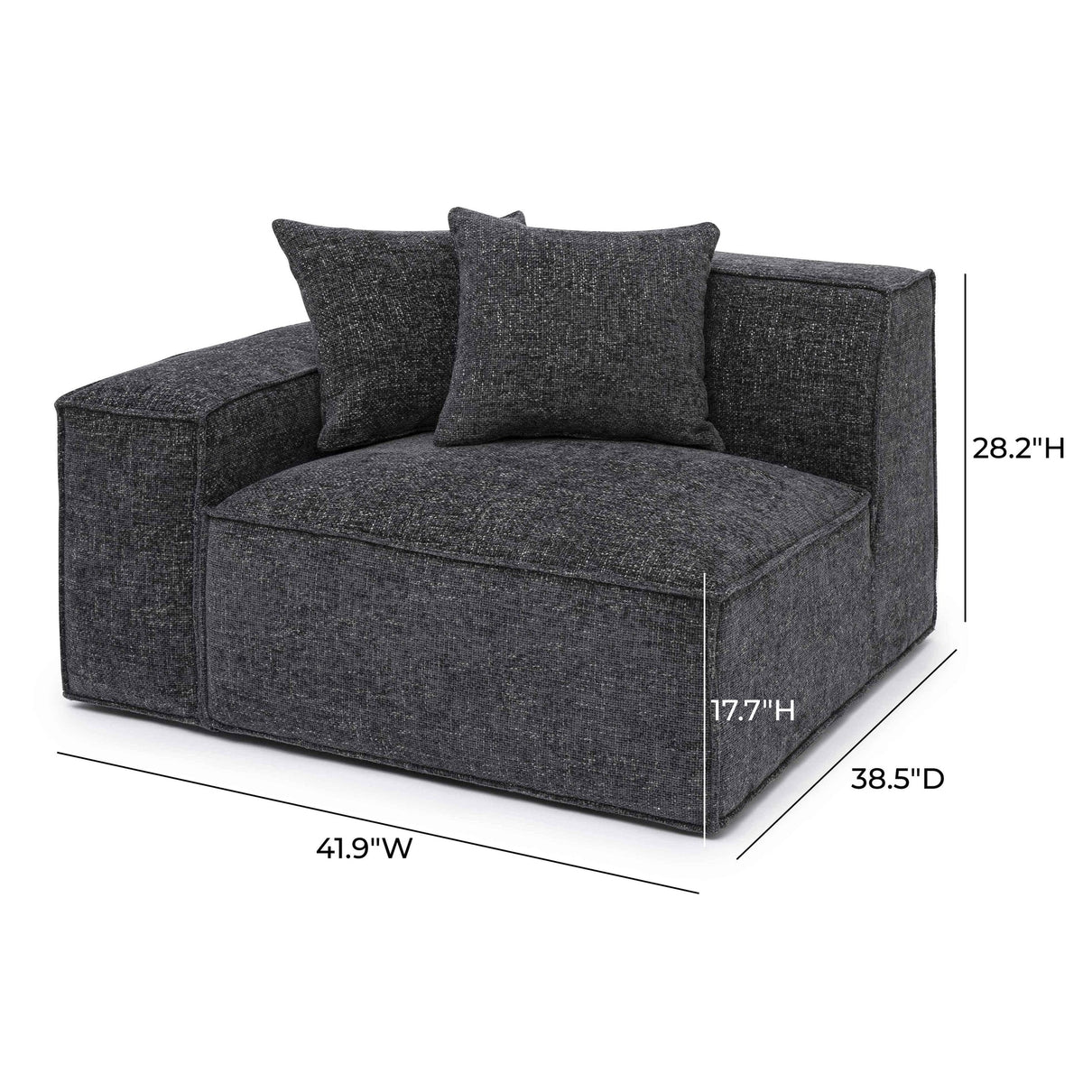 Mindy Charcoal Performance Chenille Basketweave LAF Corner Chair