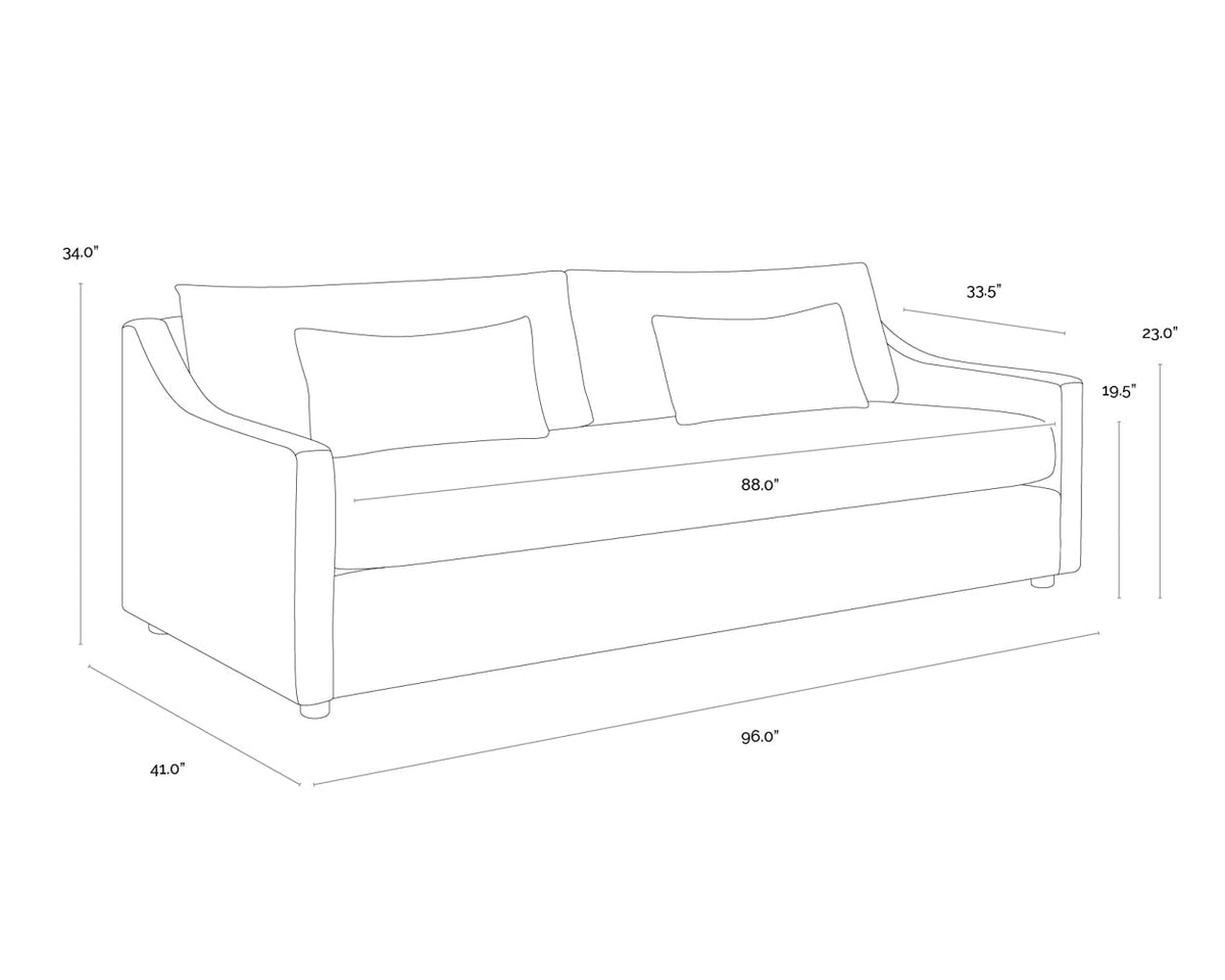 Bramwell 96" Plush Sand Sofa with Sloped Arms
