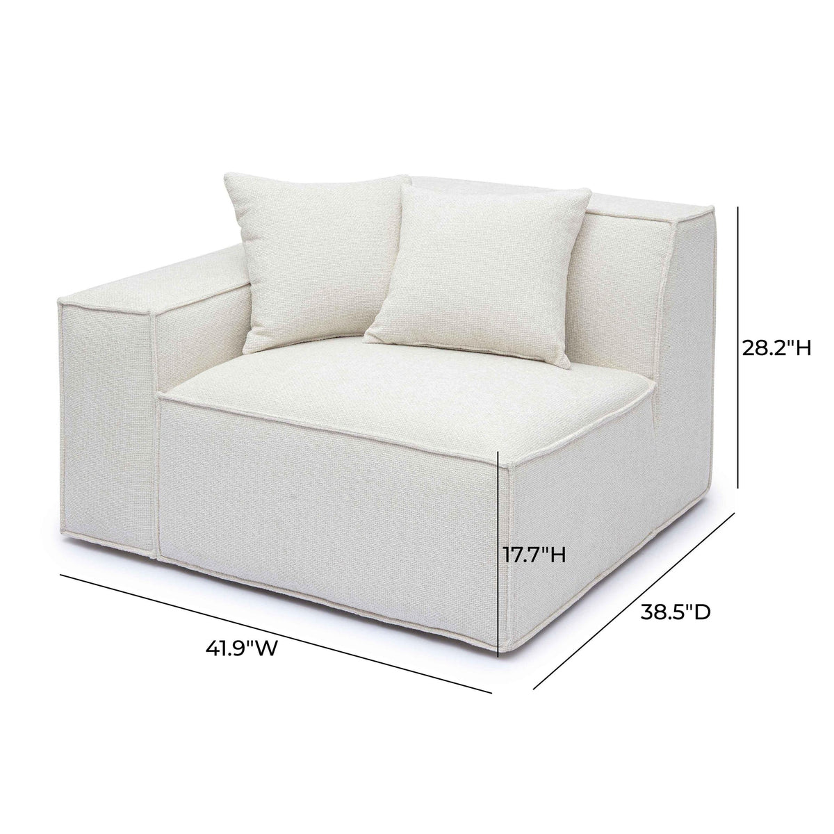 Mindy Cream Performance Chenille Basketweave LAF Corner Chair