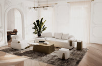 Magnolia 54" Modern White Marble & Antique Brass Coffee Table