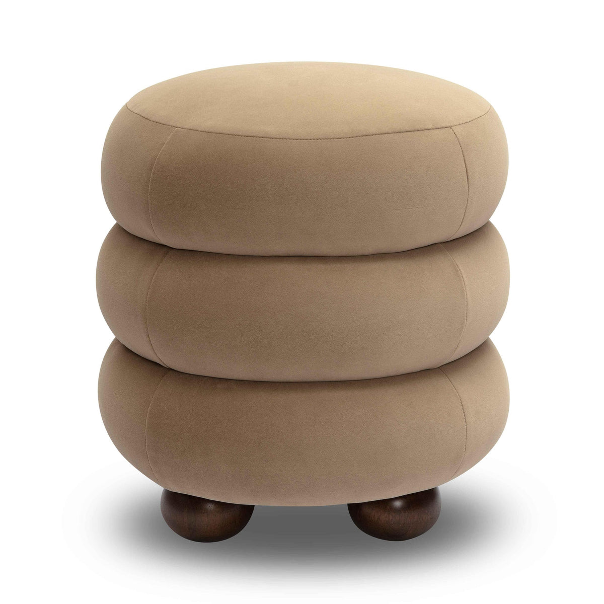Stefanie Taupe Performance Velvet Ottoman