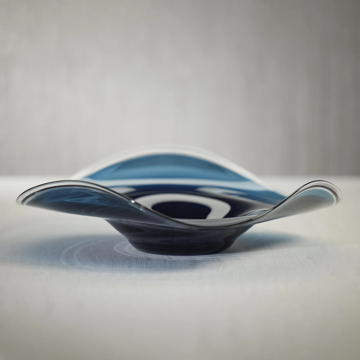 Ocean Waves Oversized Blue Glass Bowls - Set of 2 (2 Sizes Available)