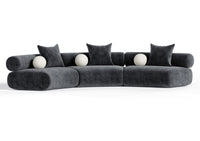Evelyn 3 Piece Dark Grey Curved Modular Sectional Sofa
