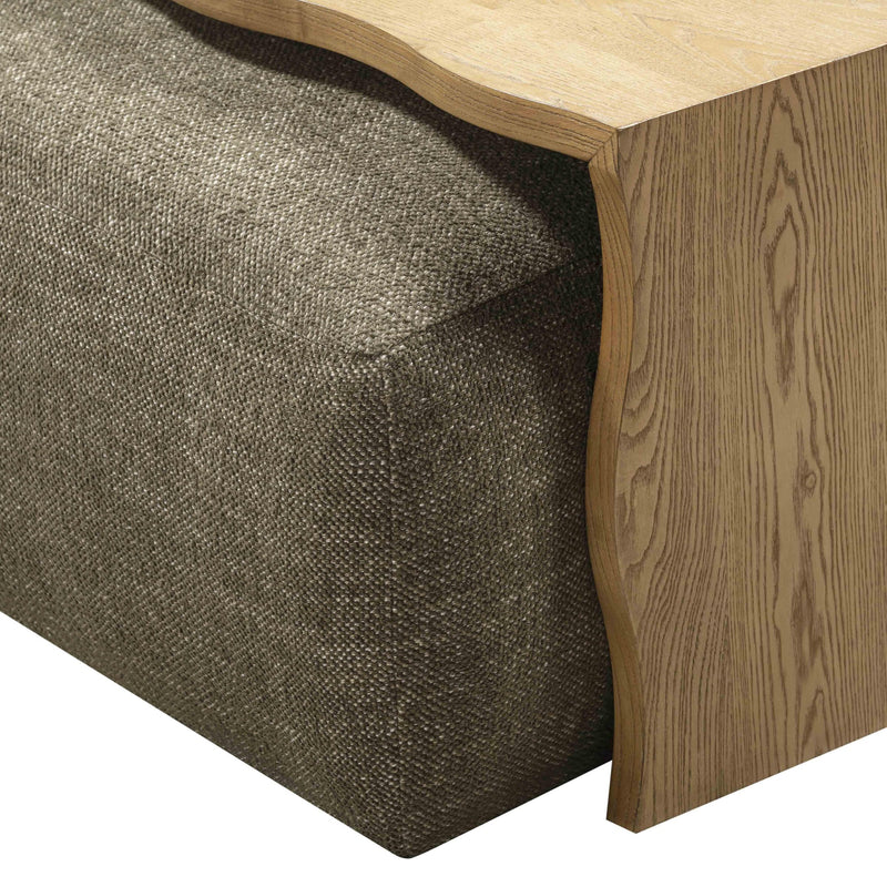 Spencer Green Performance Basketweave Ottoman with Coffee Table