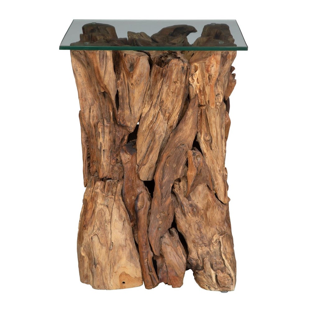 Natural 17" Teak Wood End Table