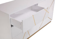 Ivo Modern 59" White Gloss & Gold Dresser