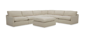 Helia Modern White Fabric Sectional with Ottoman