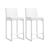 Moriah White Vegan Leather & Steel Counter Stools (Set of 2) - Luxury Living Collection