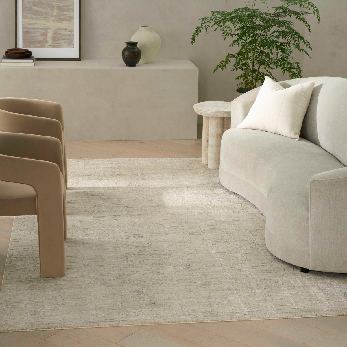Fay Ivory Beige Abstract Area Rug
