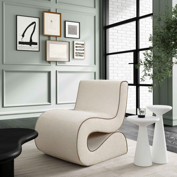 Selene Cream Basketweave Accent Chair - Luxury Living Collection
