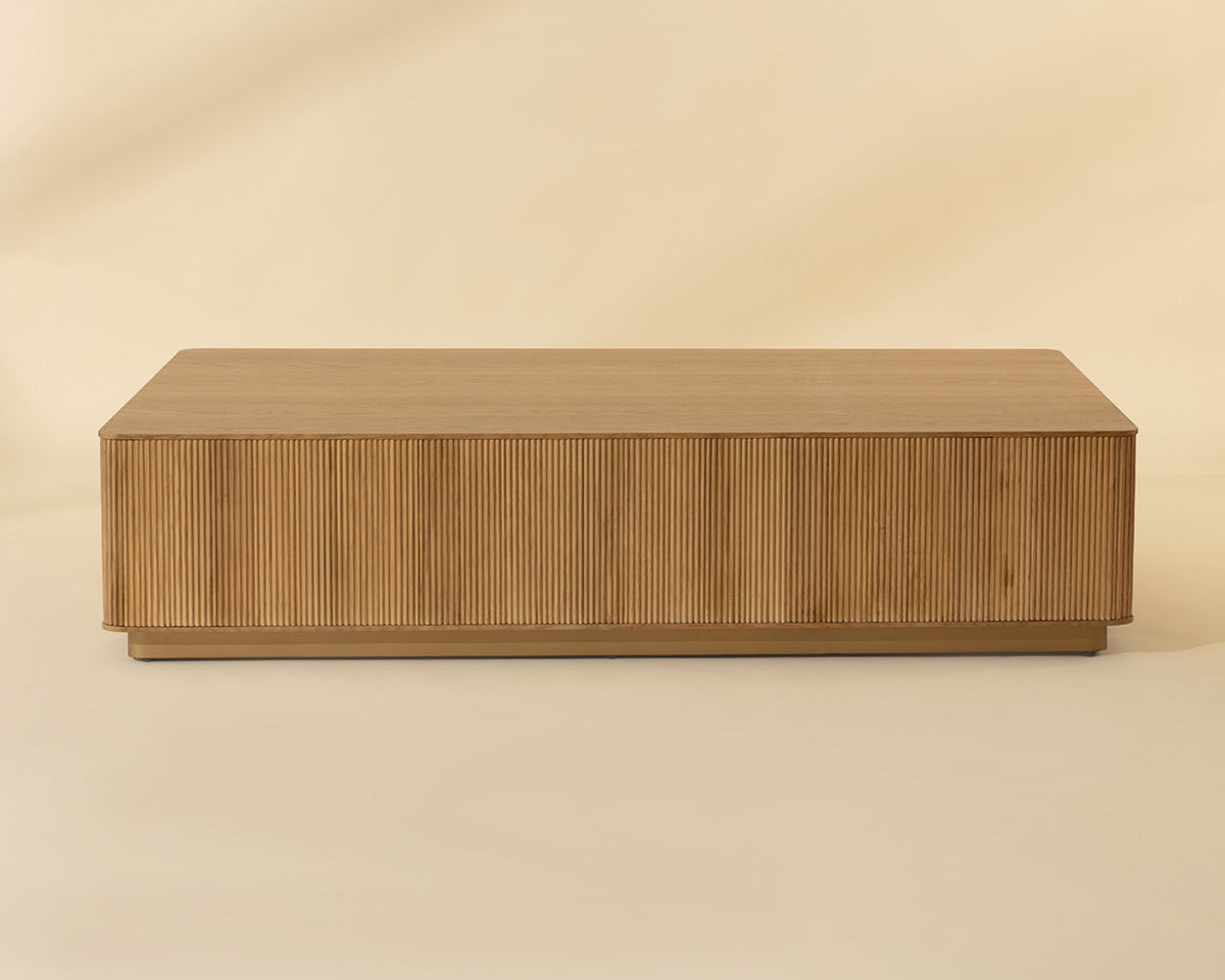 Kalla 65" Natural Oak & Brushed Gold Coffee Table