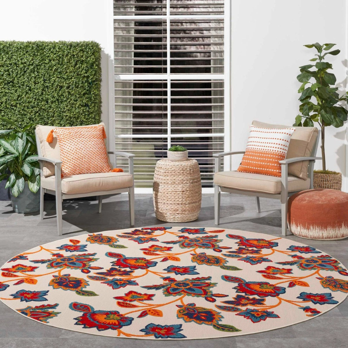 Annitra Indoor/Outdoor Multicolored Floral Area Rug - Elegance Collection