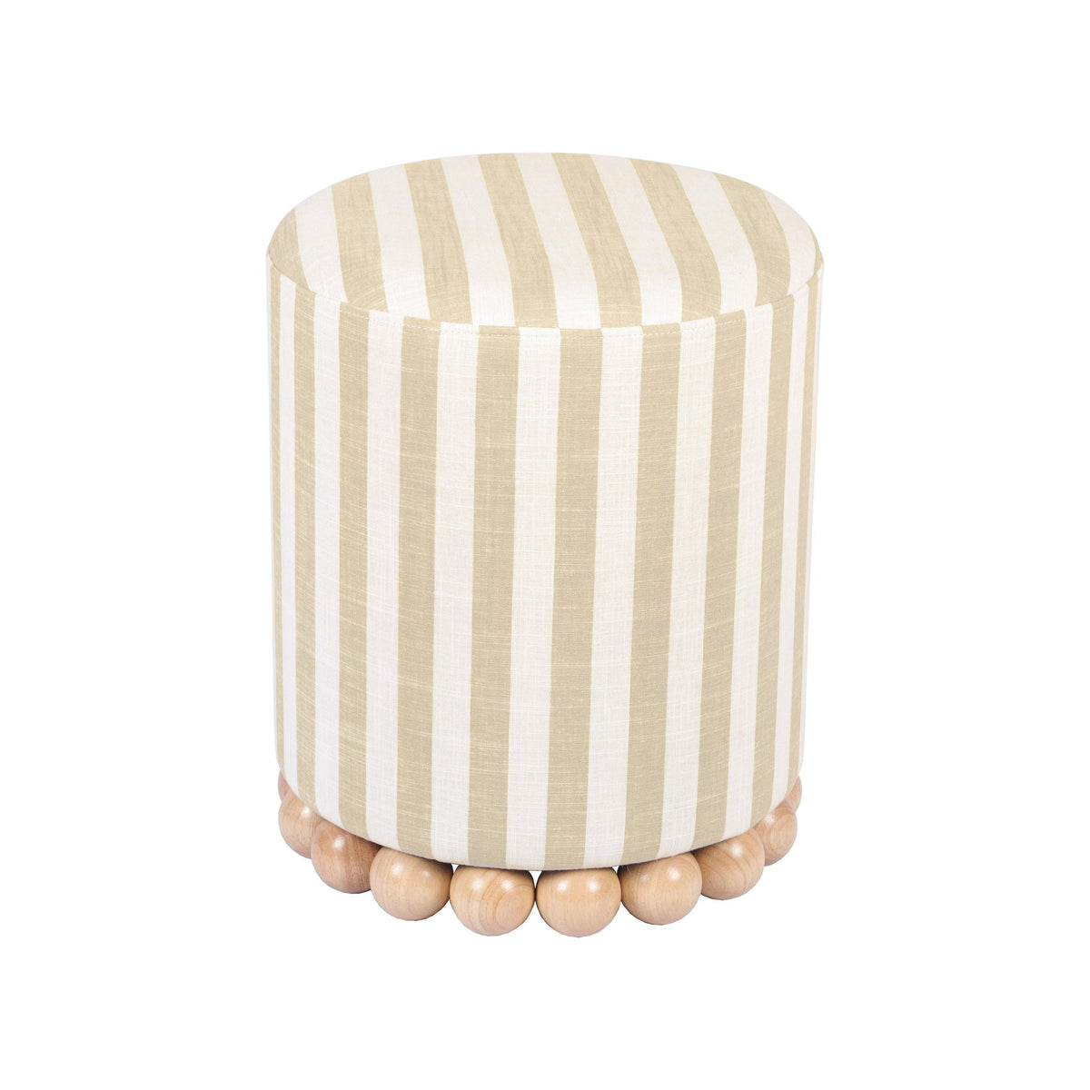 Valerie Beige Striped Linen Ottoman