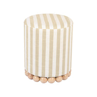 Valerie Beige Striped Linen Ottoman