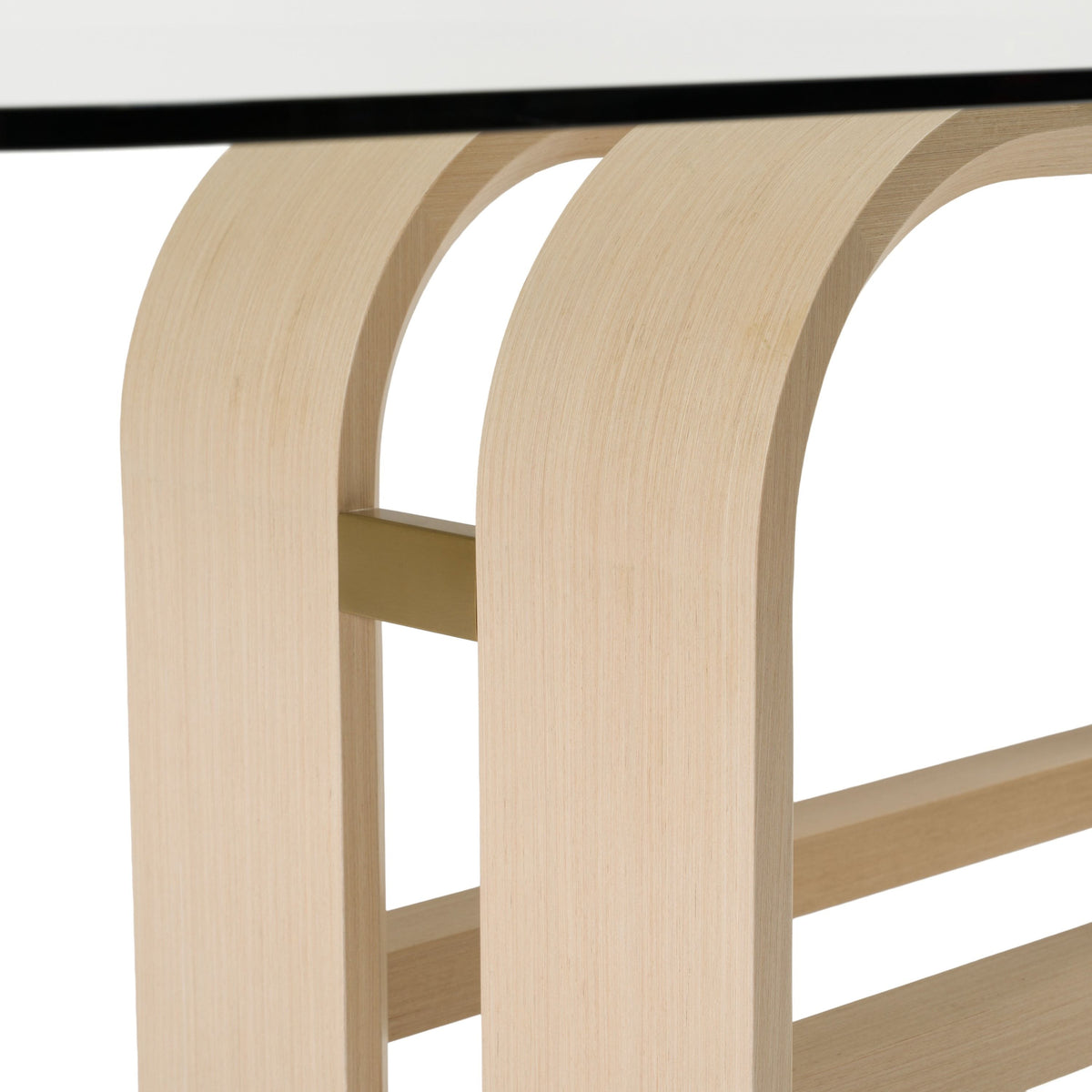 Violette Modern Glass/Natural Oak & Gold Dining Table