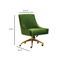 Prado Green Velvet Office Swivel Office Chair - Luxury Living Collection