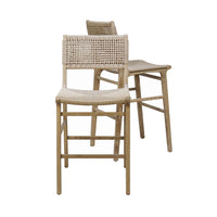 Charlotte Cerused Oak & Woven Counter Stool