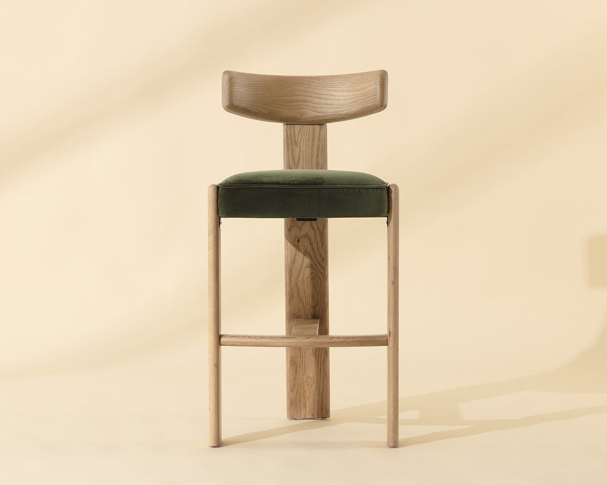 Horton Rustic Oak & Forest Green Bar Stool