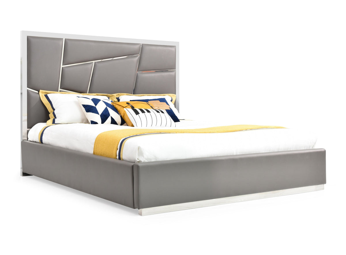 Darian Modern Grey Bonded Leather Bed