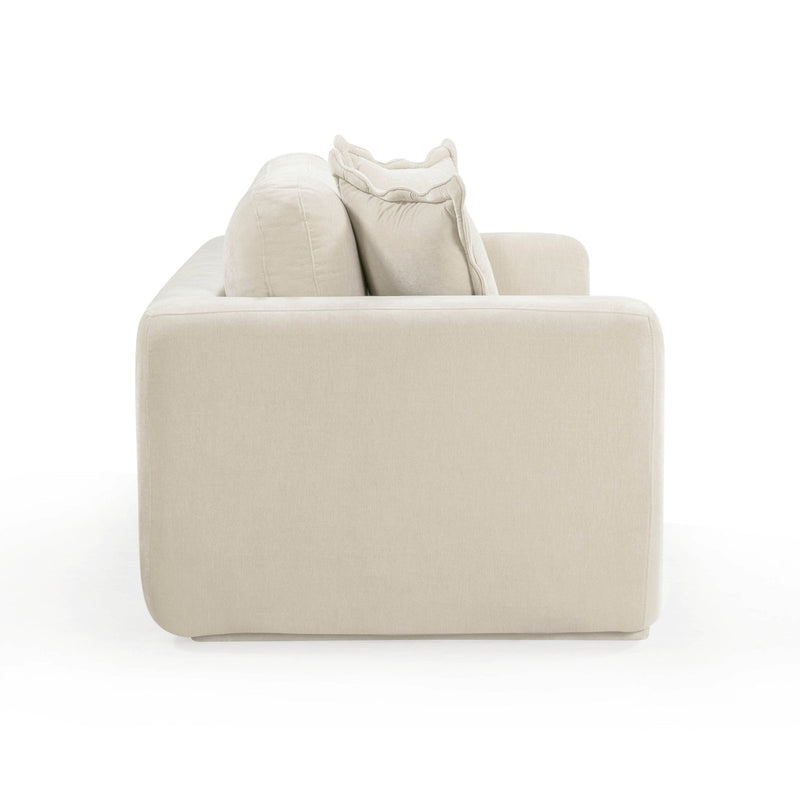 Aliana 90.5" Cream Upcycled Washed Velvet Sofa