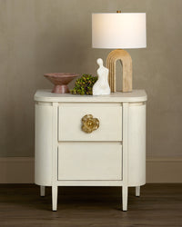 Fleur 28" White & Gold 2 Drawer Nightstand