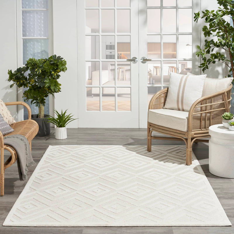 Aericka Indoor/Outdoor Ivory & White Area Rug - Elegance Collection