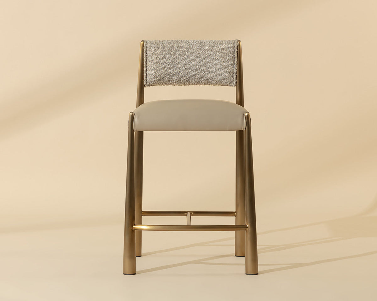 Bayard Oatmeal & Antique Brass Counter Stool