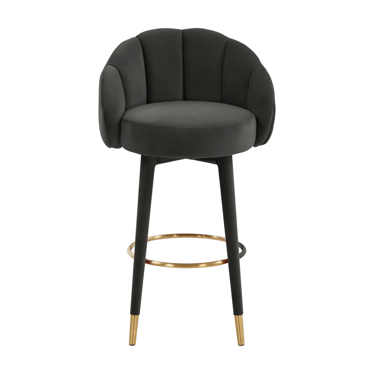 Morant Performance Black Velvet Swivel Bar Stool - Luxury Living Collection