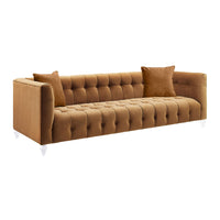 Belgravia 90.6” Cognac Performance Velvet Sofa