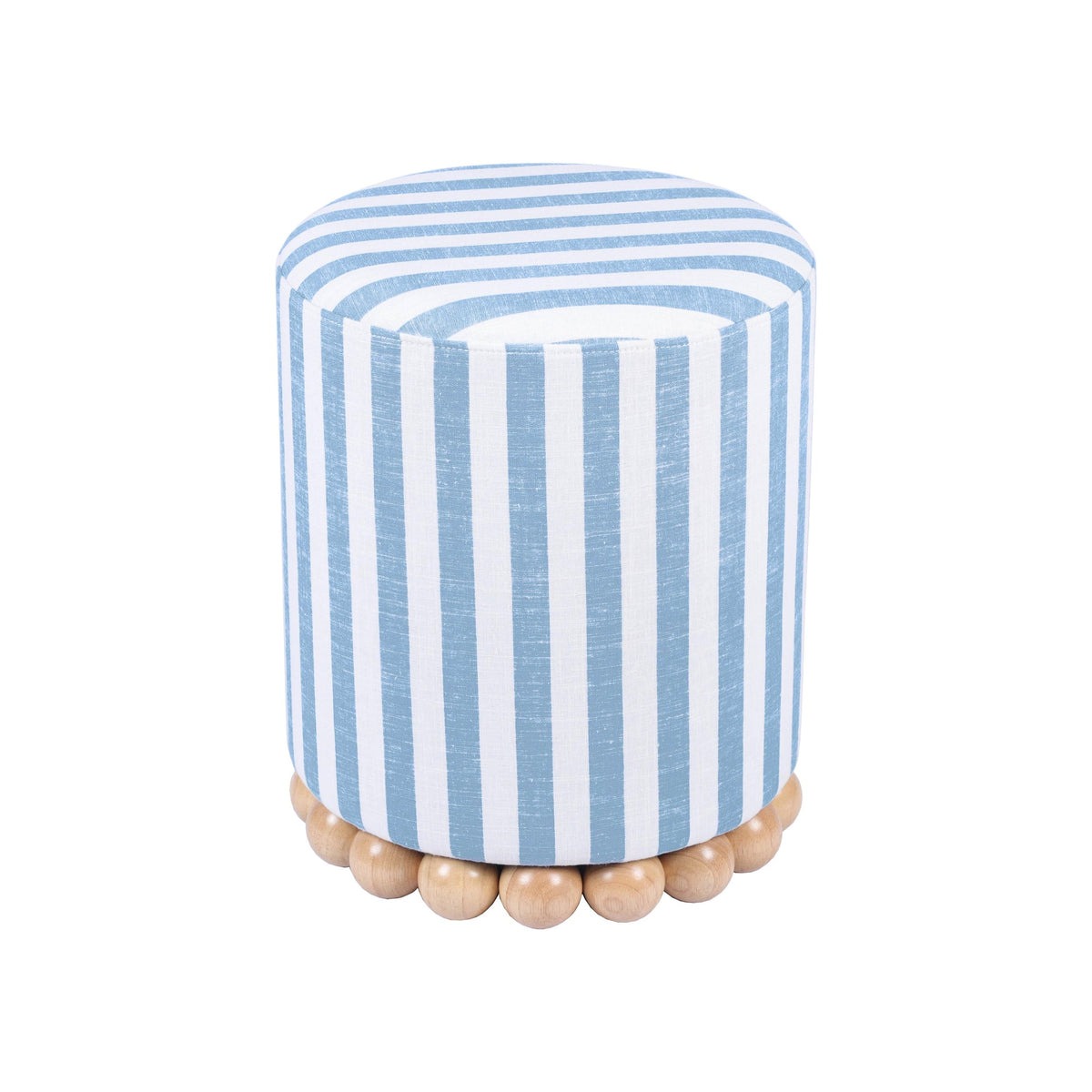 Valerie Pastel Blue Striped Linen Ottoman