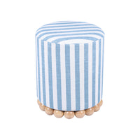Valerie Pastel Blue Striped Linen Ottoman