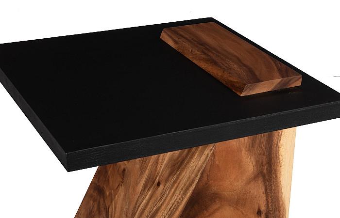 Edgely Modern Natural & Black Chamcha Wood End Table