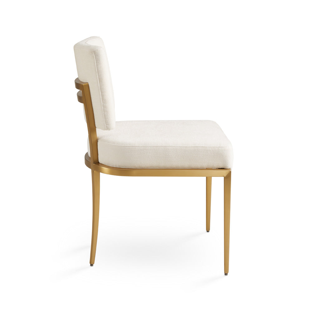 Rebeka Ivory Linen & Gold Dining Chairs - Without Arms (Set of 2)