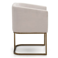 Ren Modern White Fabric & Antique Brass Dining Chair