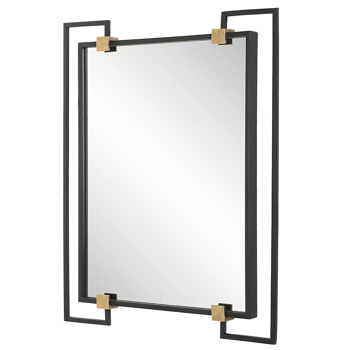 Modern Industrial 42" Black & Gold Mirror