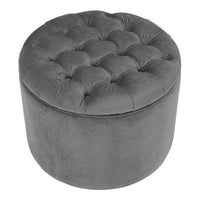 Carley 21.6" Grey Performance Velvet Round Storage Ottoman