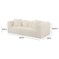Telav 86” Fluffy Oversized Cream Performance Corduroy Modular Loveseat