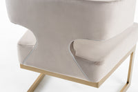 True Modern Off-White Velvet & Brass Dining Chair